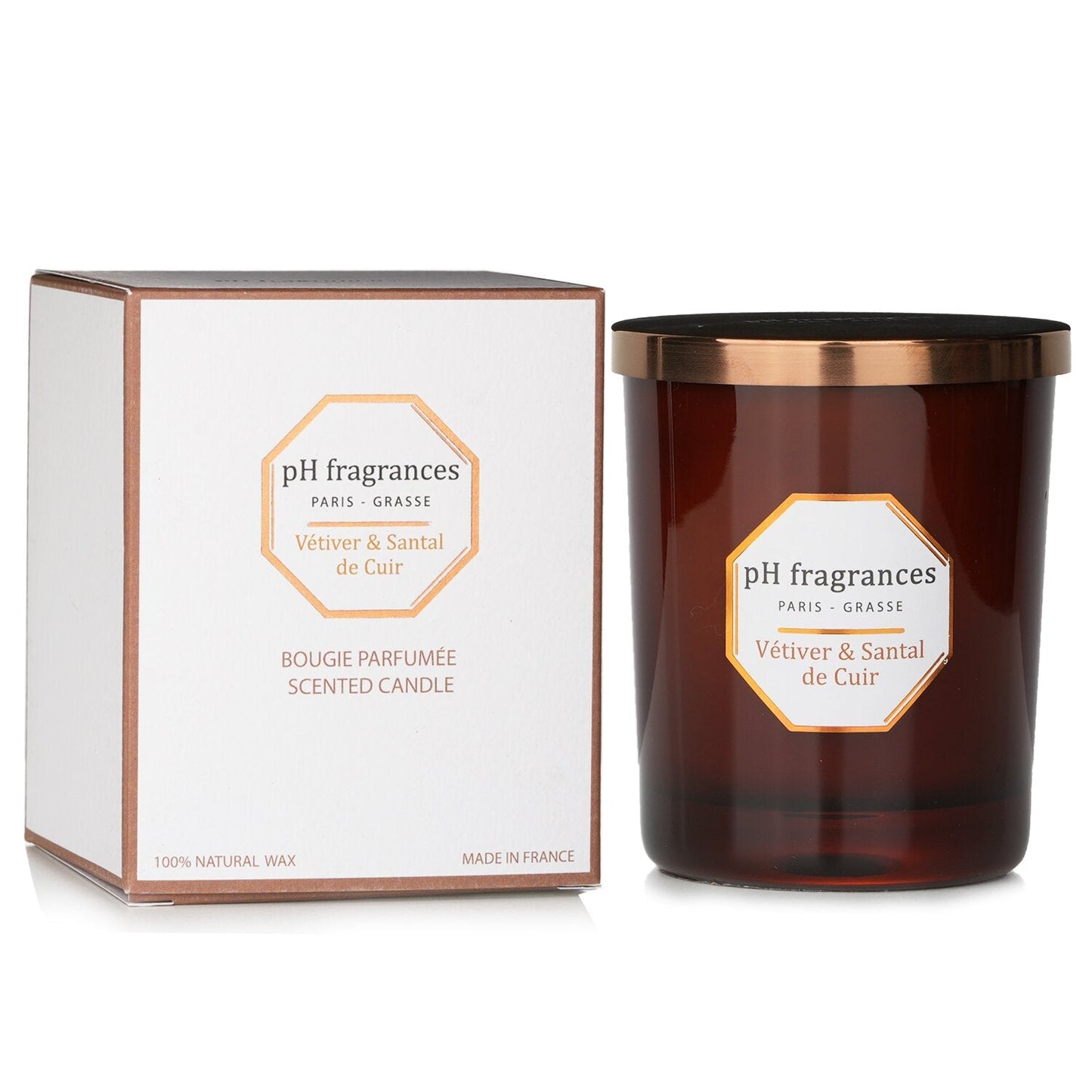 pH fragrances Scented Candle - Vetiver & Santal De Cuir 180g strawberrynet alternate / packaging view