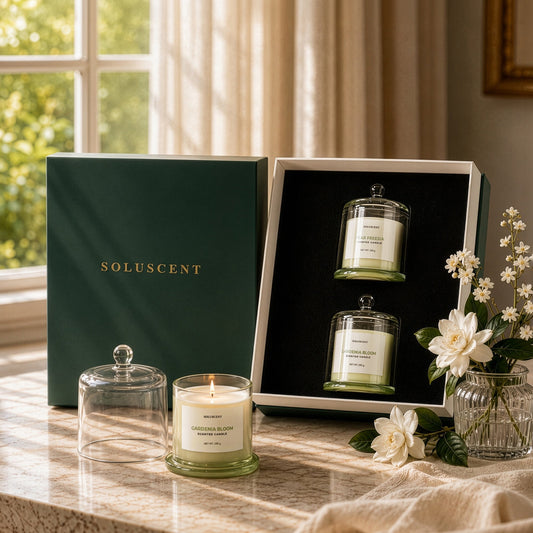 Soluscent Fresh Morning gift set with Pear Freesia and Gardenia Bloom candles
