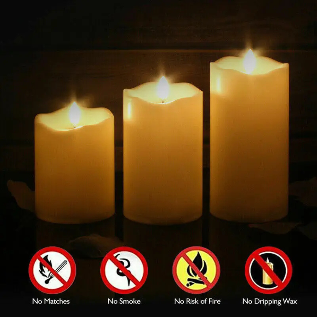3x Flameless LED Candles – Warm White Moving Wick