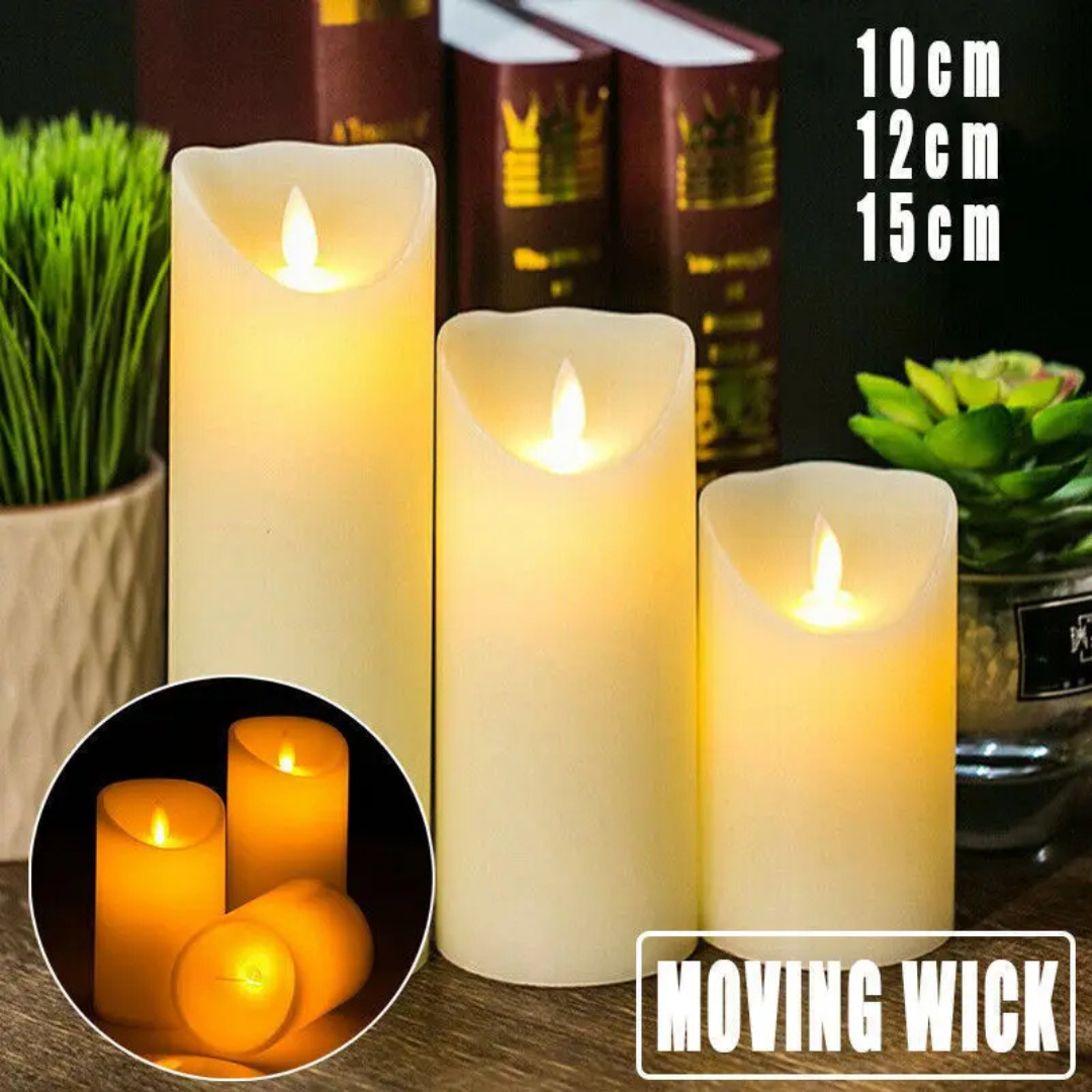 3x Flameless LED Candles – Warm White Moving Wick