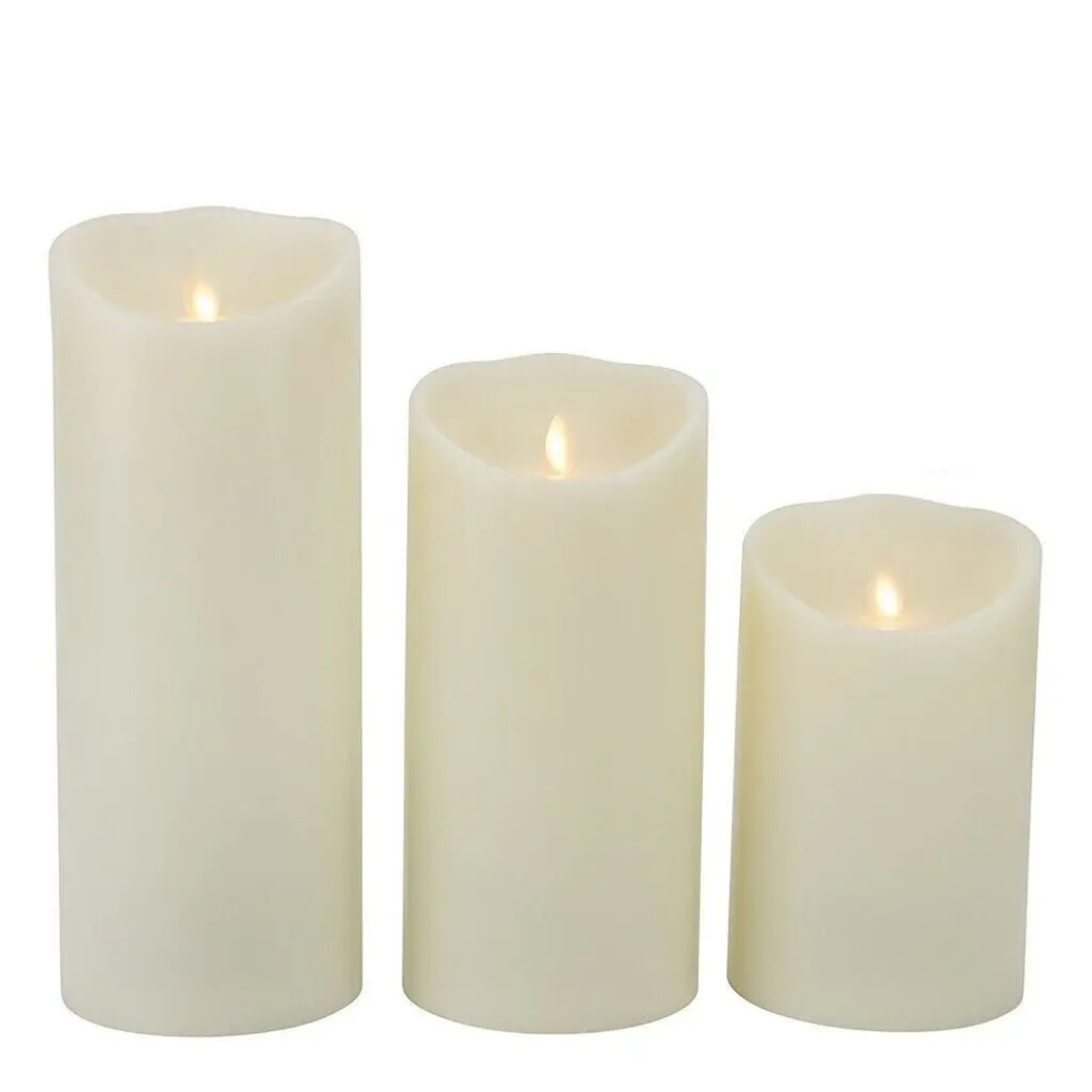 3x Flameless LED Candles – Warm White Moving Wick