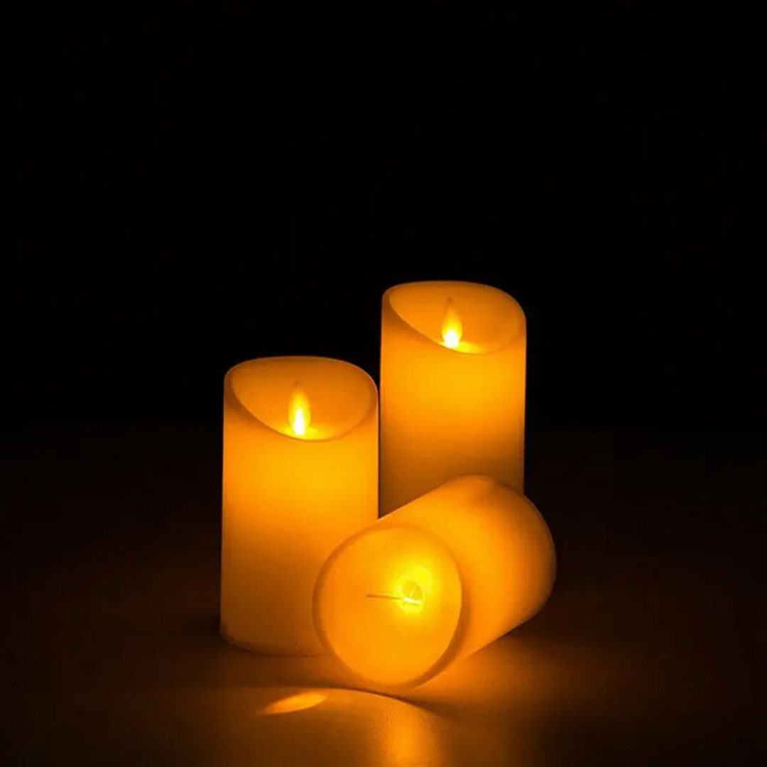 3x Flameless LED Candles – Warm White Moving Wick