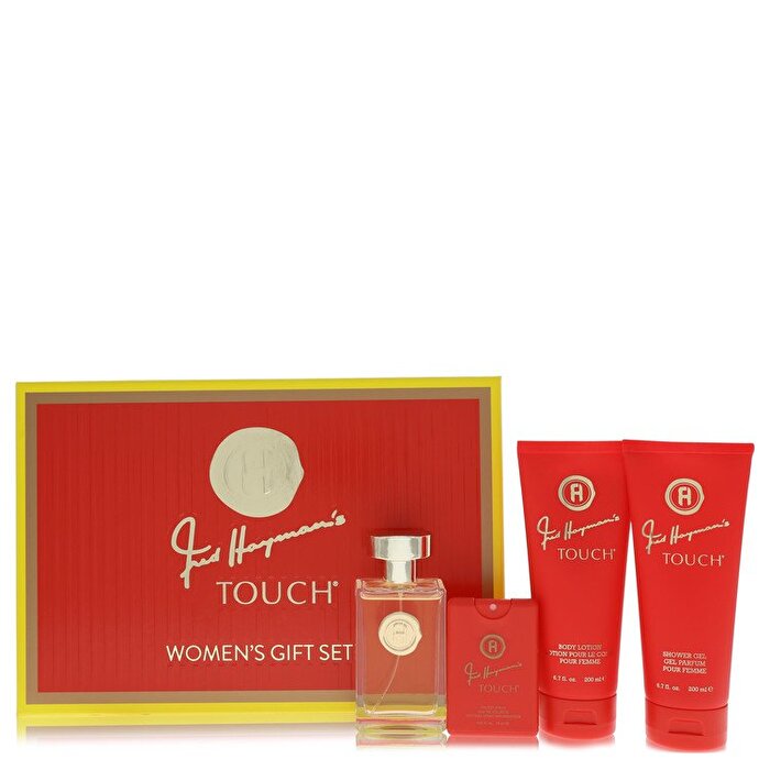 Fred Hayman Touch Gift Set 100mL EDT body lotion shower gel and pocket spray
