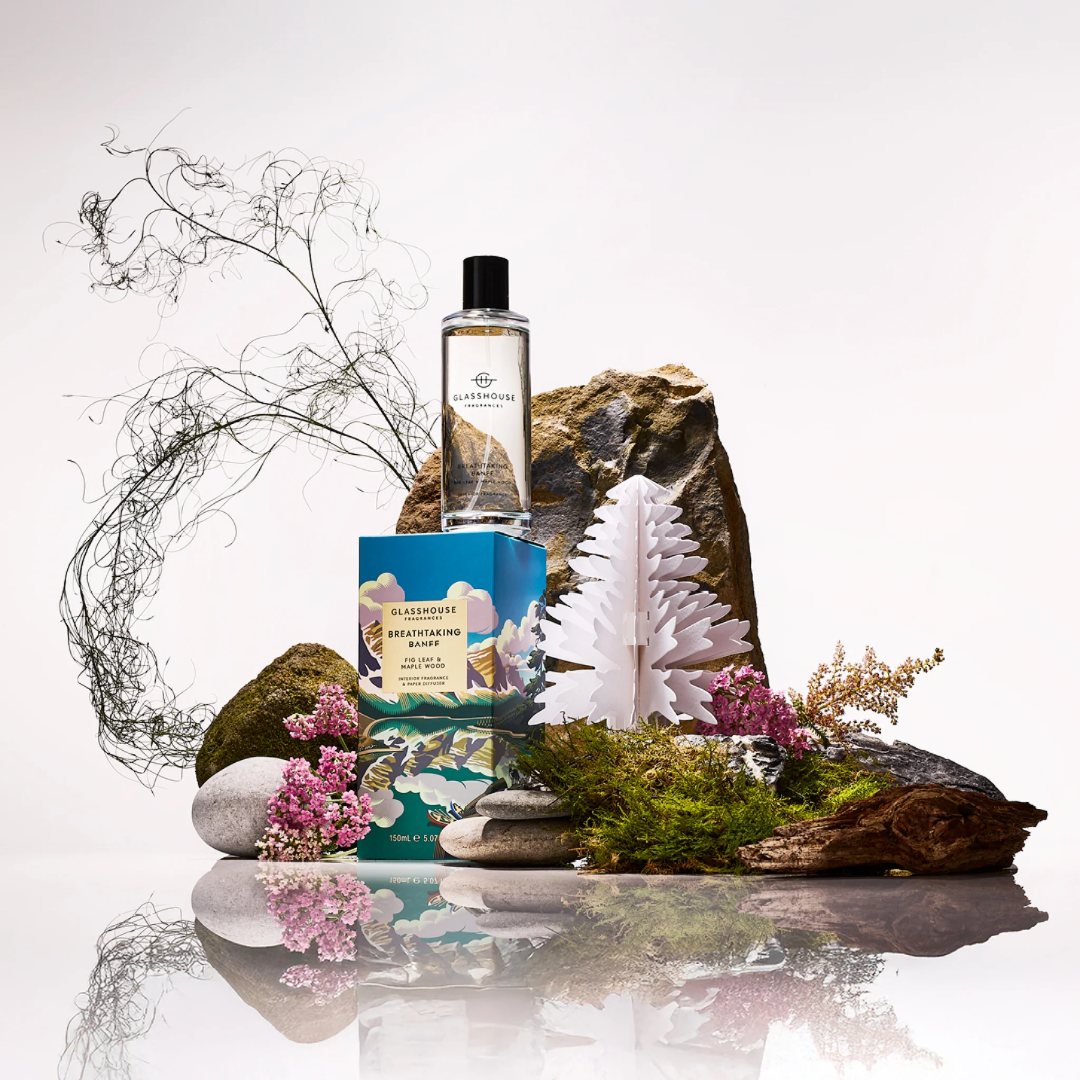 Glasshouse Fragrances Breathtaking Banff Maple Wood & Fig Leaf Interior Fragrance & Paper Diffuser 150mL