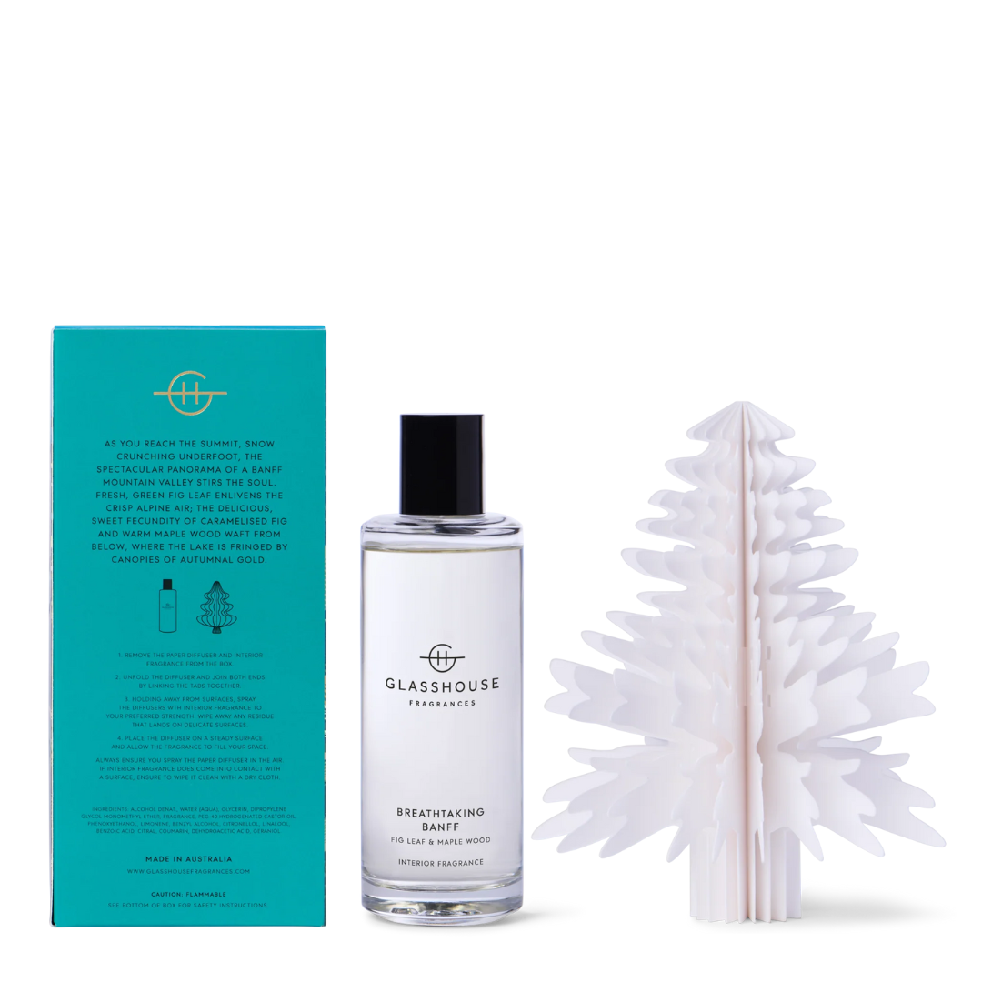 Glasshouse Fragrances Breathtaking Banff Maple Wood & Fig Leaf Interior Fragrance & Paper Diffuser 150mL