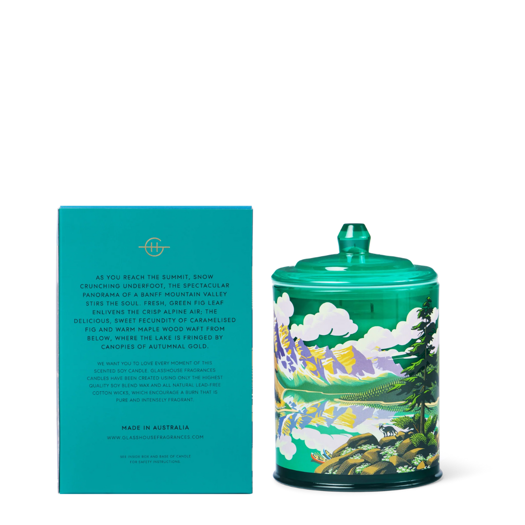 Glasshouse Fragrances Breathtaking Banff Maple Wood & Fig Leaf Triple Scented Soy Candle 380g