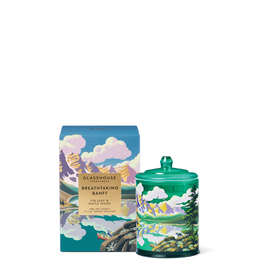 Glasshouse Fragrances Breathtaking Banff Maple Wood & Fig Leaf Triple Scented Soy Candle 380g