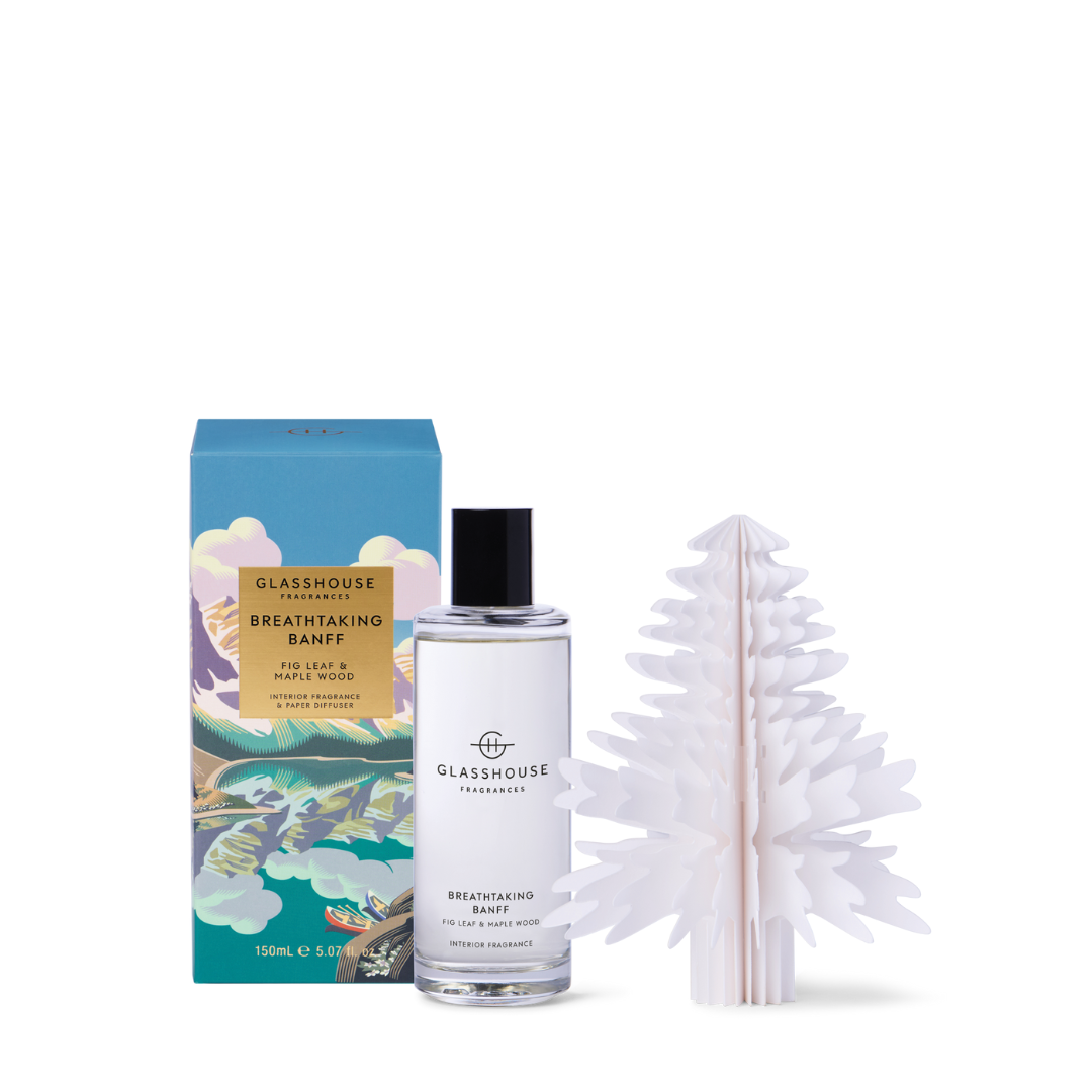 Glasshouse Fragrances Breathtaking Banff Maple Wood & Fig Leaf Interior Fragrance & Paper Diffuser 150mL
