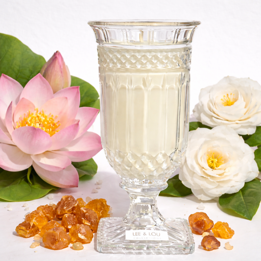 Lee & Lou Camellia & Pink Lotus Crystal Vase Candle 1.5kg main product image