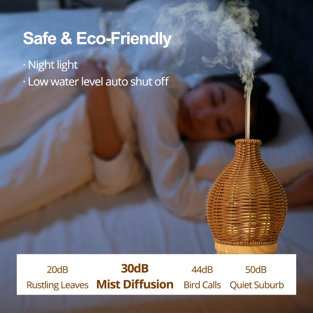 Elegant Portable Rattan Diffuser Ultrasonic Cool Mist