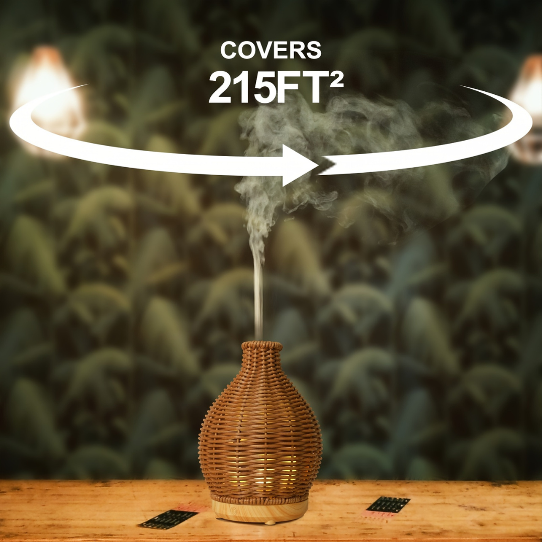 Elegant Portable Rattan Diffuser Ultrasonic Cool Mist