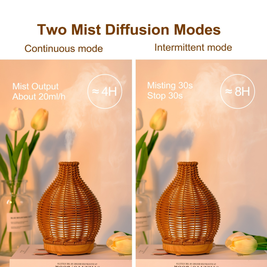 Elegant Portable Rattan Diffuser Ultrasonic Cool Mist