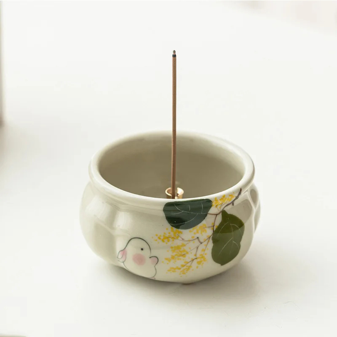 Emerald Green Asparagus Fern Incense Burner