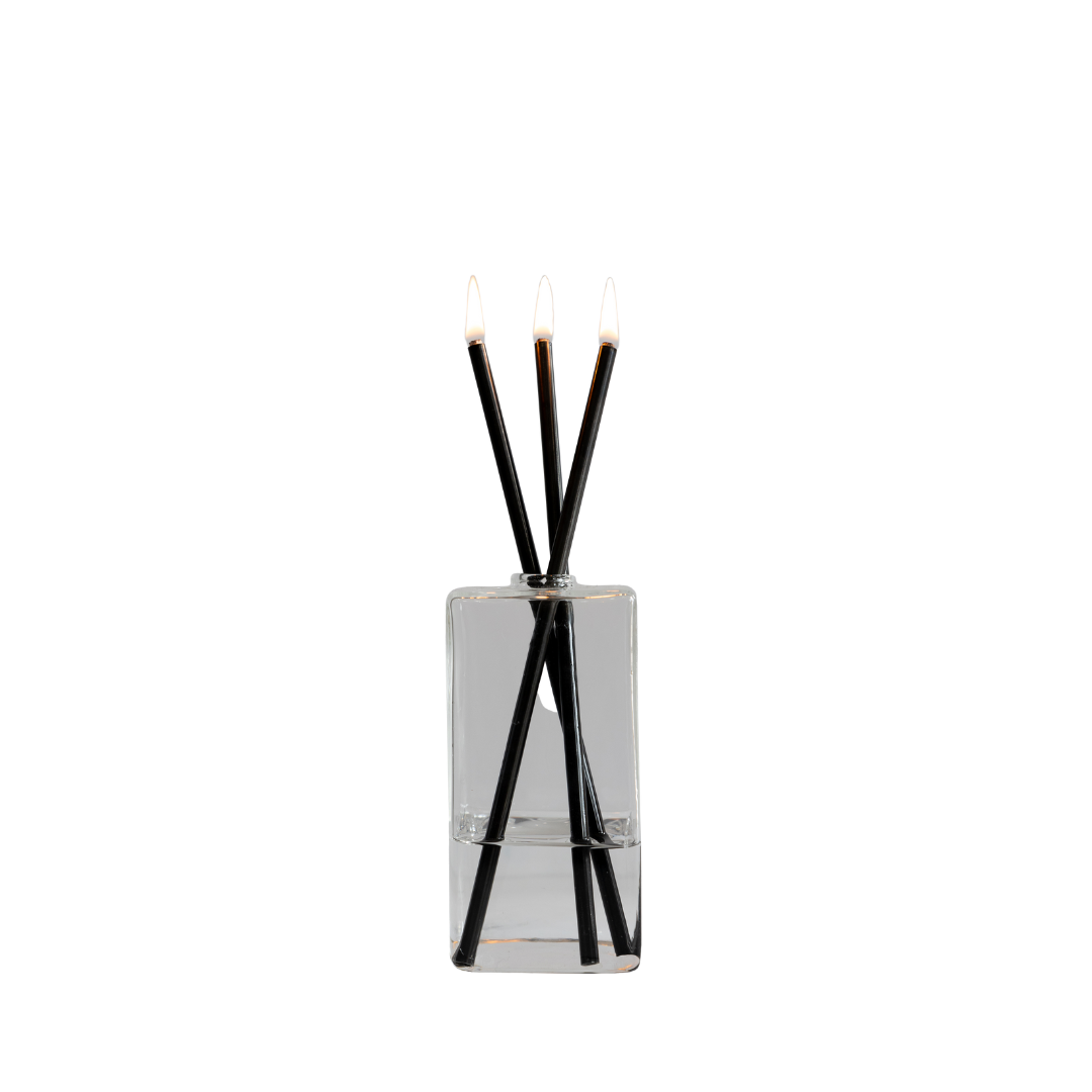 Everlasting Candle Co Jervis Signature Set - Clear Vase & Black Candle Sticks