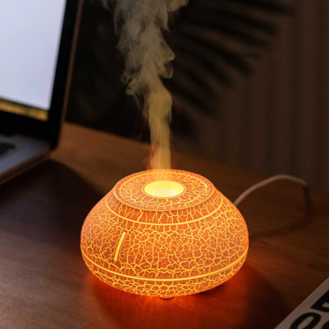 Simulated Flame Wood Humidifier & Aromatherapy Diffuser