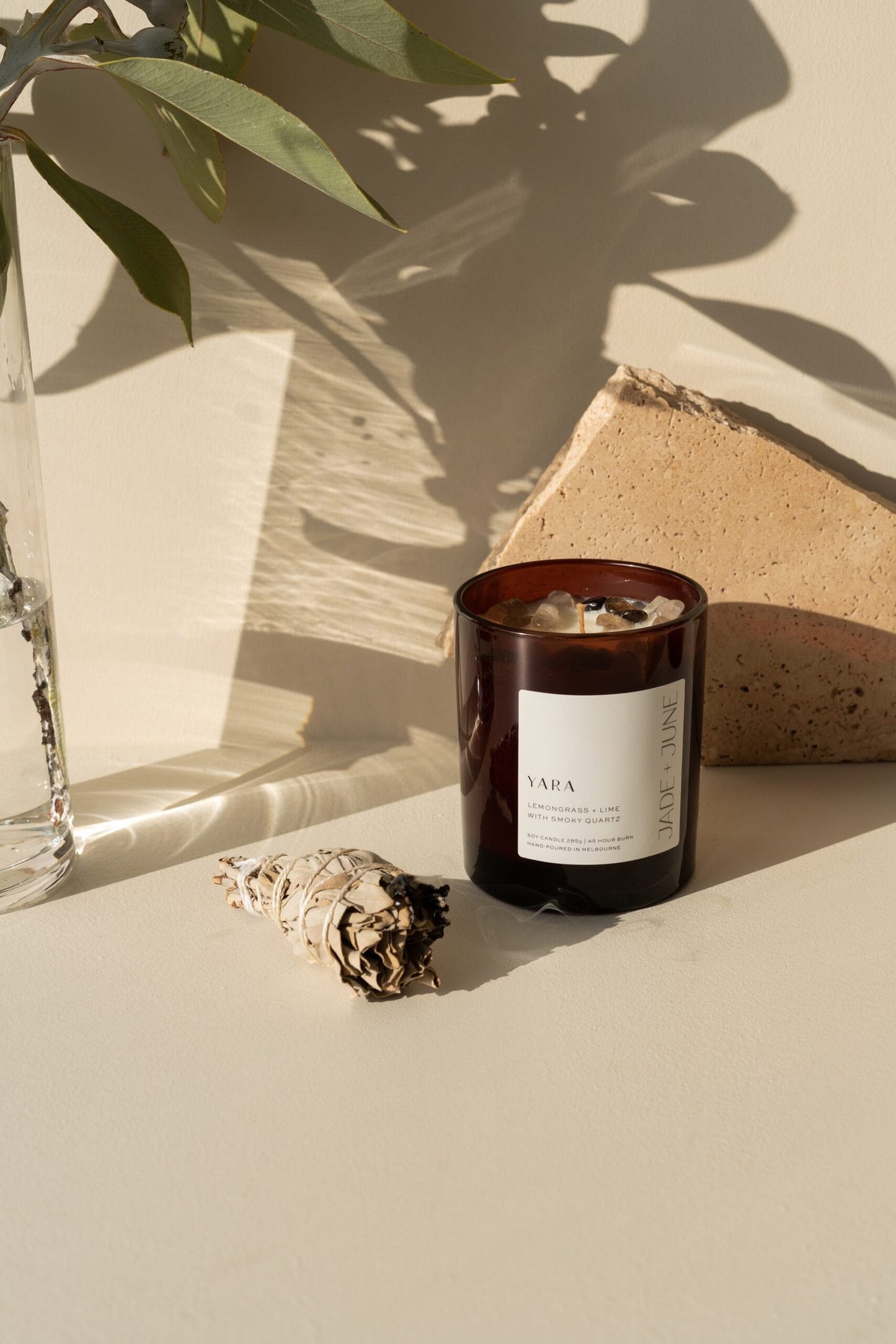 Jade + June Yara Crystal-Infused Soy Candle – 45hr Burn supplier image 6