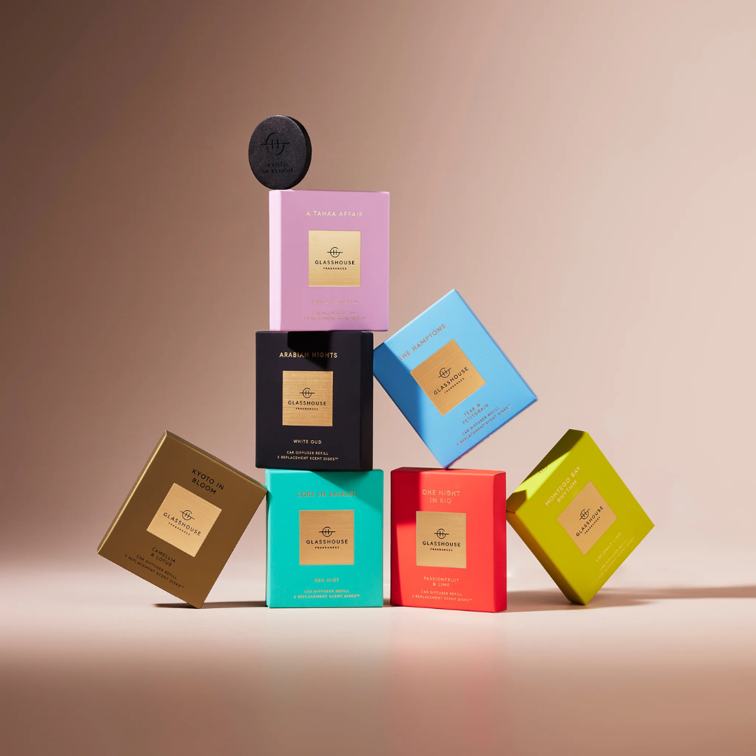 Glasshouse Fragrances The Hamptons Teak & Petitgrain Car Diffuser Refills