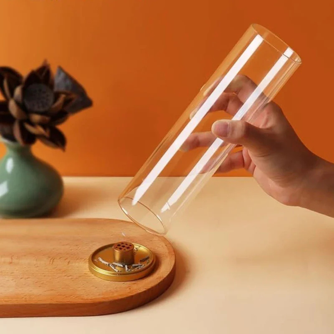 Modern Brass Incense Holder with Removable Acrylic Ash Catcher