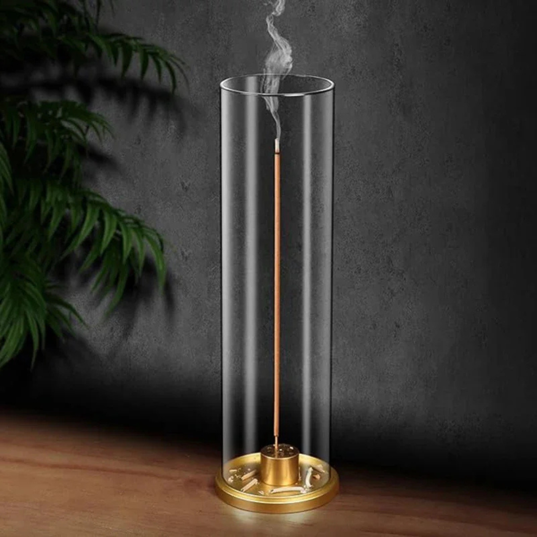 Modern Brass Incense Holder with Removable Acrylic Ash Catcher