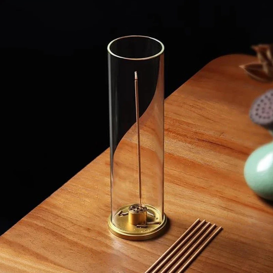 Modern Brass Incense Holder with Removable Acrylic Ash Catcher