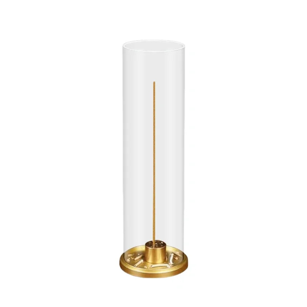 Modern Brass Incense Holder with Removable Acrylic Ash Catcher