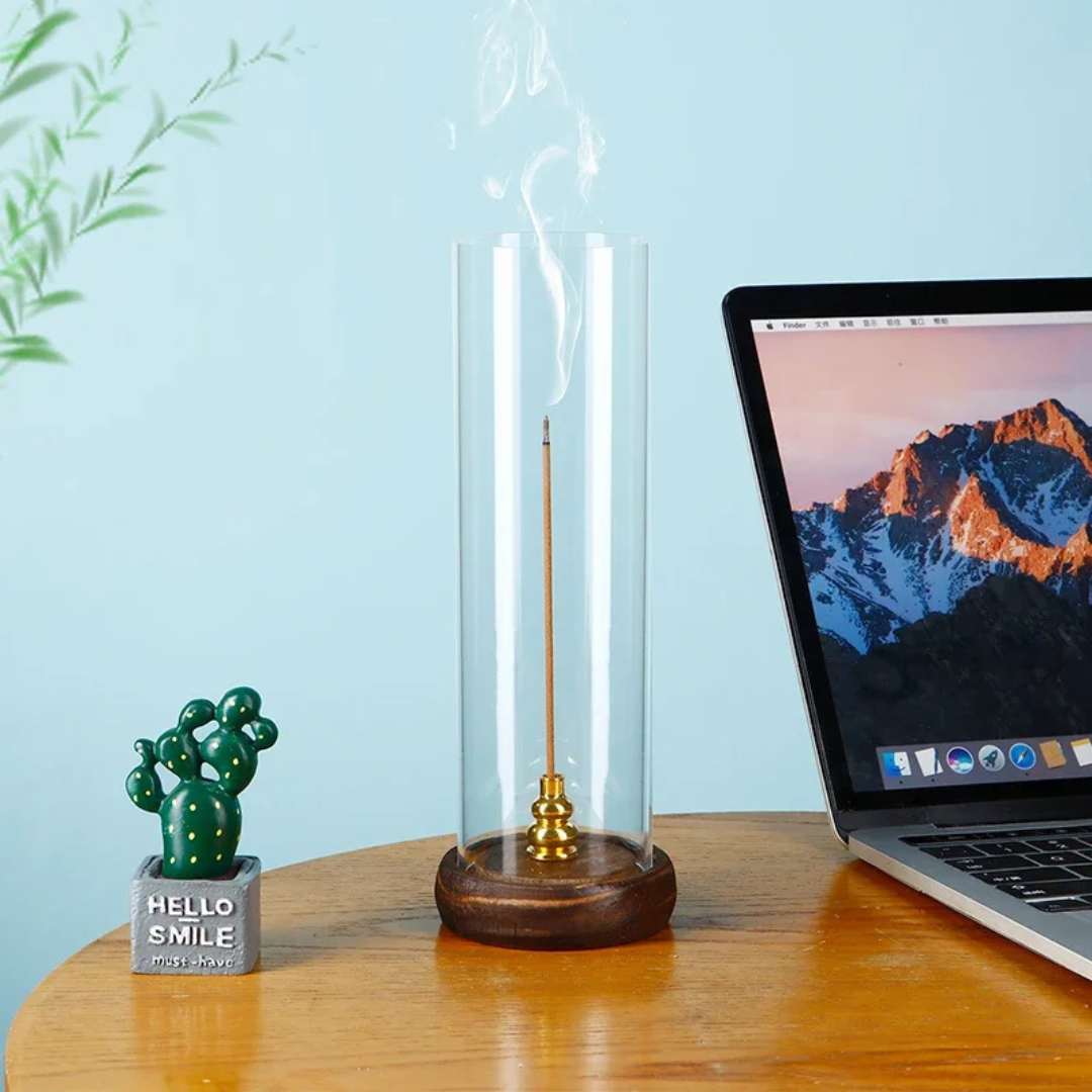 Modern Incense Holder with Removable Acrylic Ash Catcher