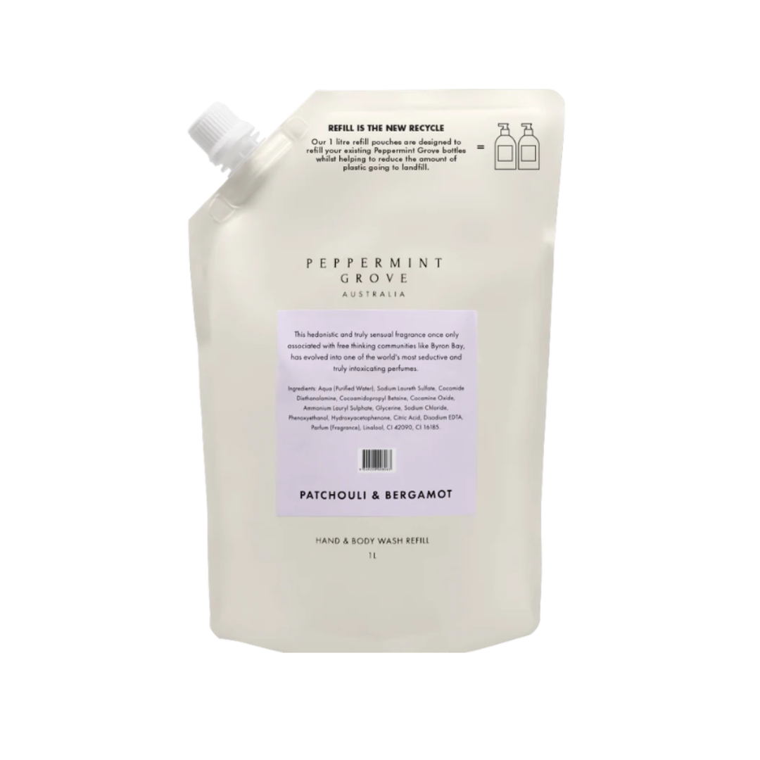 Peppermint Grove Patchouli & Bergamot Hand & Body Wash Refill 1L