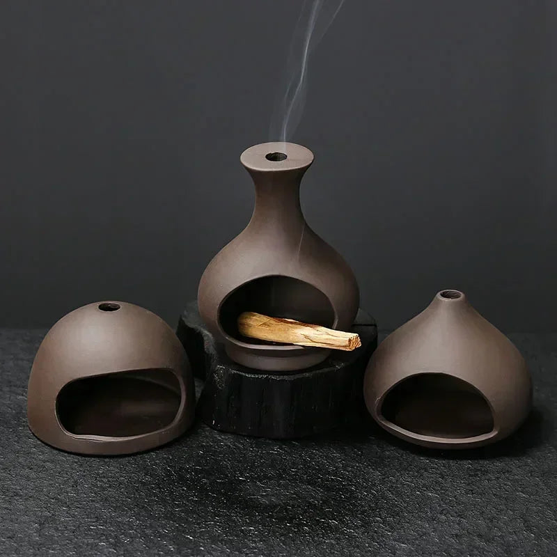 Handcrafted Palo Santo Holder with Purple Clay Tray