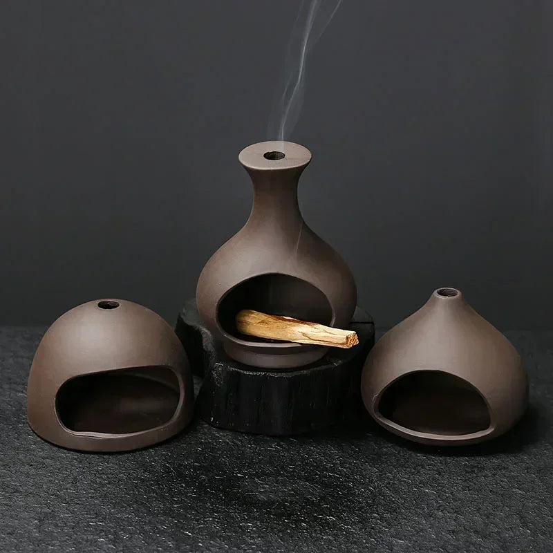 Handcrafted Palo Santo Holder with Purple Clay Tray