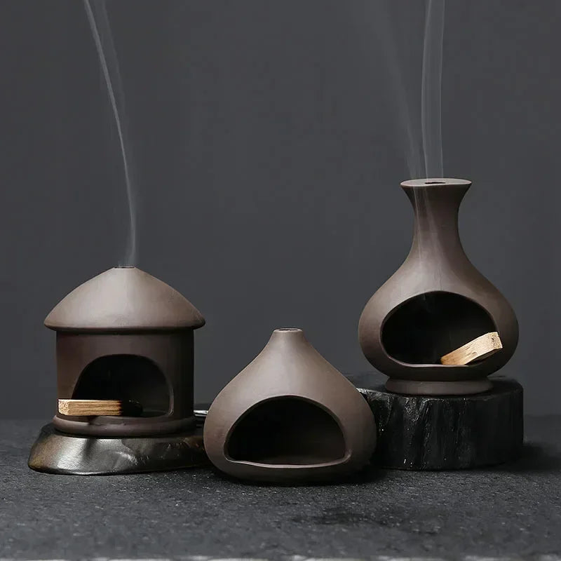 Handcrafted Palo Santo Holder with Purple Clay Tray