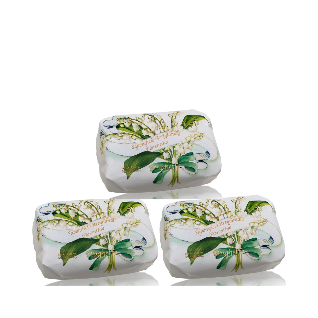 Saponificio Artigianale Fiorentino Lily of the Valley Bar Soap Set of 3 x 200g