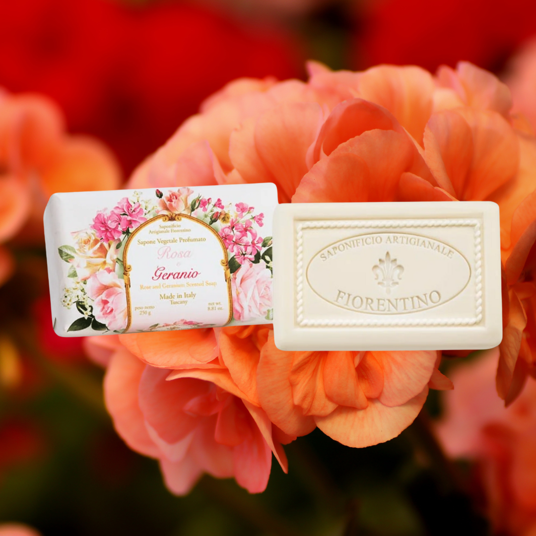 Saponificio Artigianale Fiorentino Rose and Geranium Bar Soap 6 x 250g
