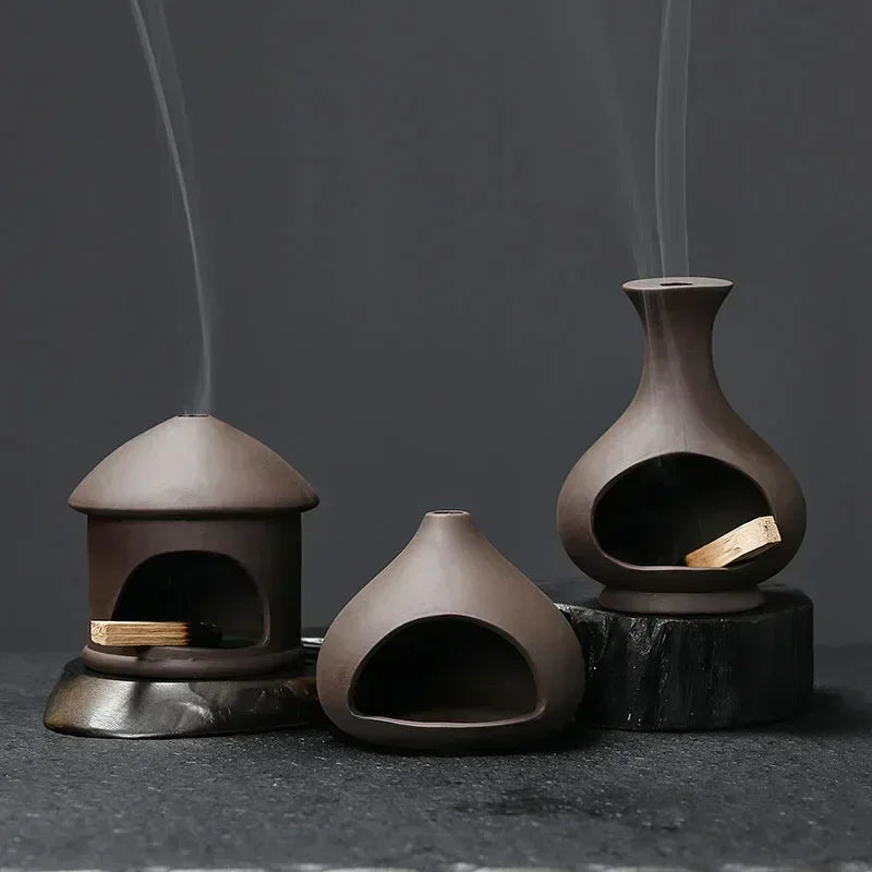 Handcrafted Palo Santo Holder with Purple Clay Tray