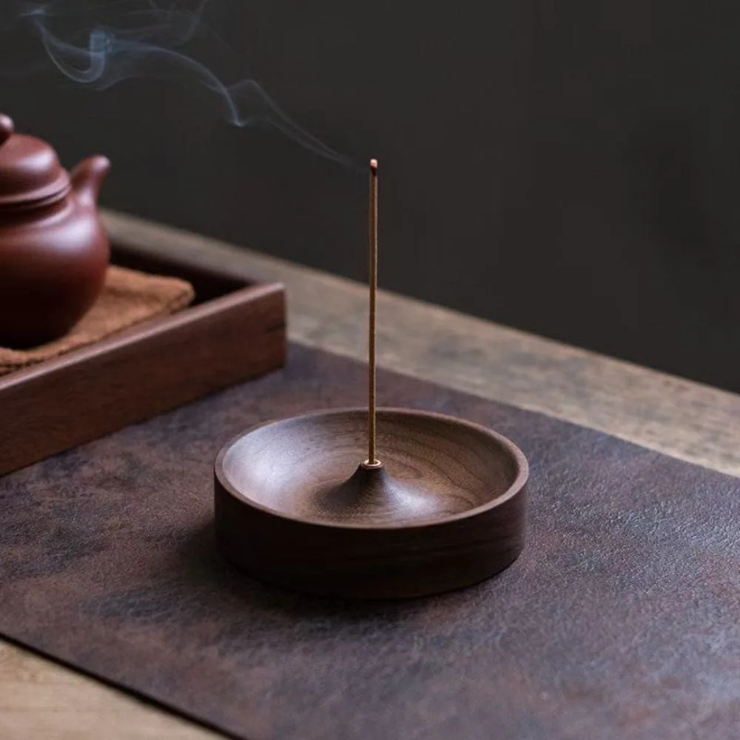 Solid Wood Incense Burner Round Multi-Hole Tray