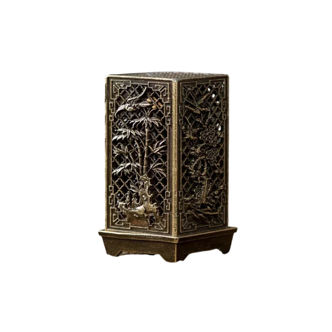 Square Vertical Incense Burner – Xiangyun-Inspired Alloy & Ceramic Holder