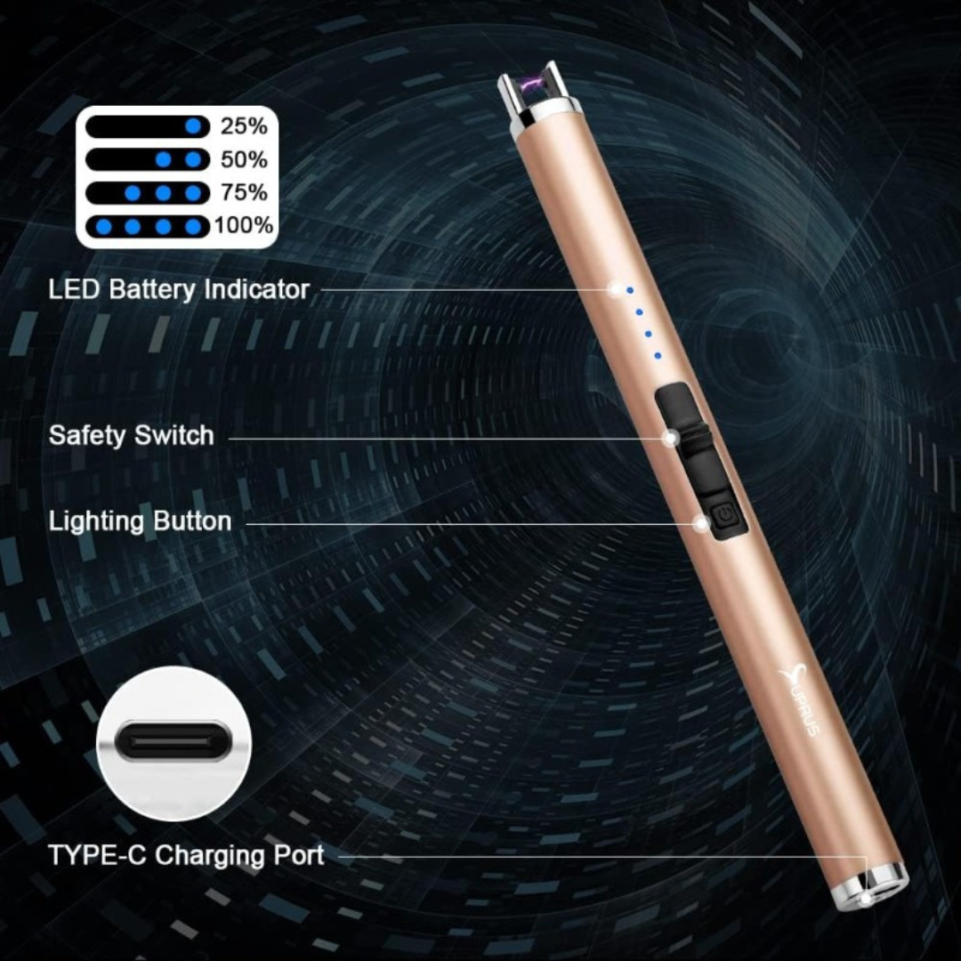 USB-C Rechargeable Electric Lighter with Windproof Plasma Ignition