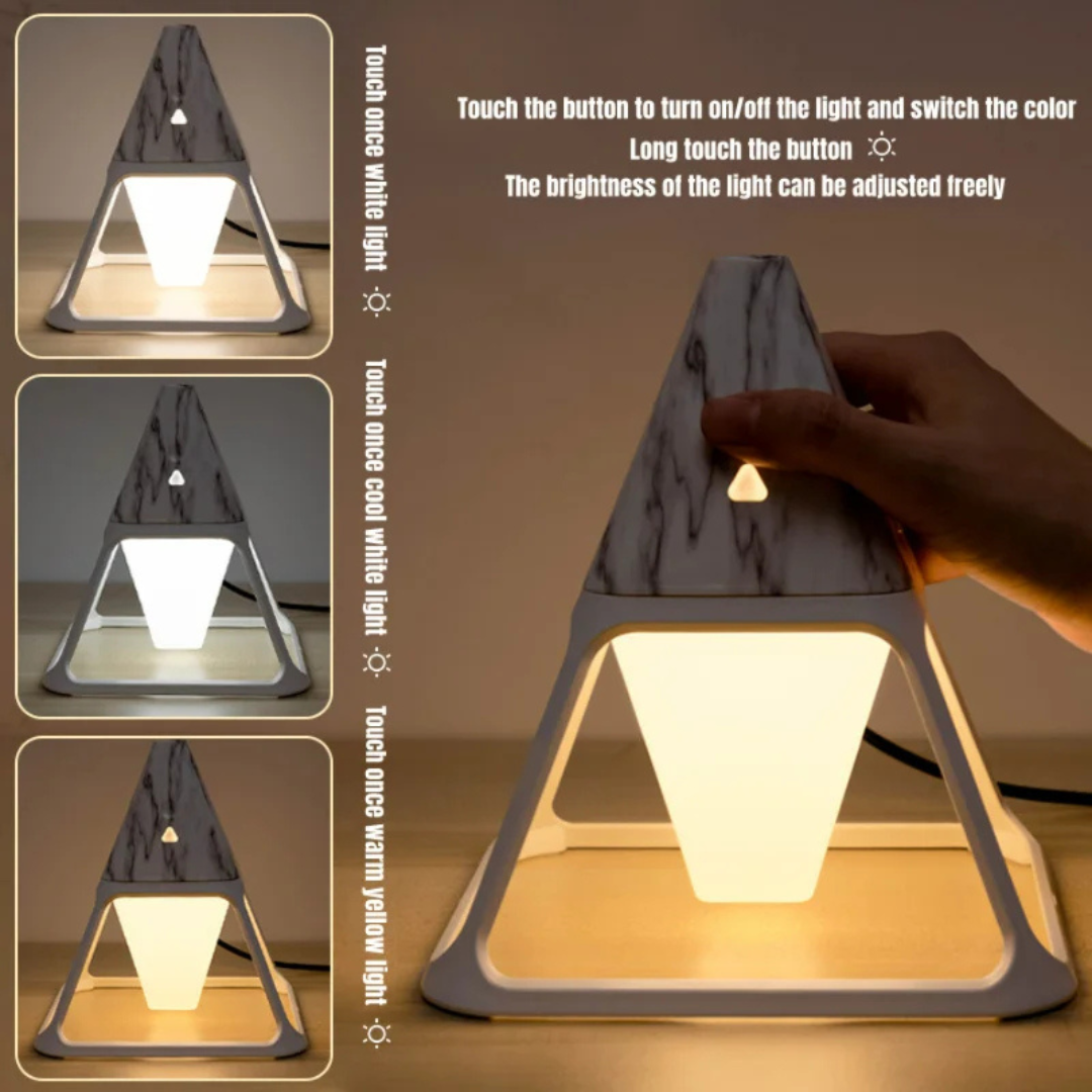 USB Wood Grain Volcano Pyramid Diffuser & Humidifier