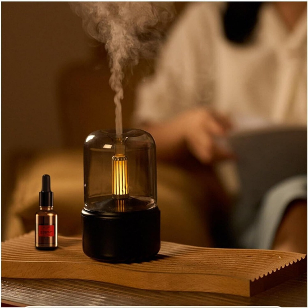 Smoking device with a dropper bottle on a wooden surface, blurred background