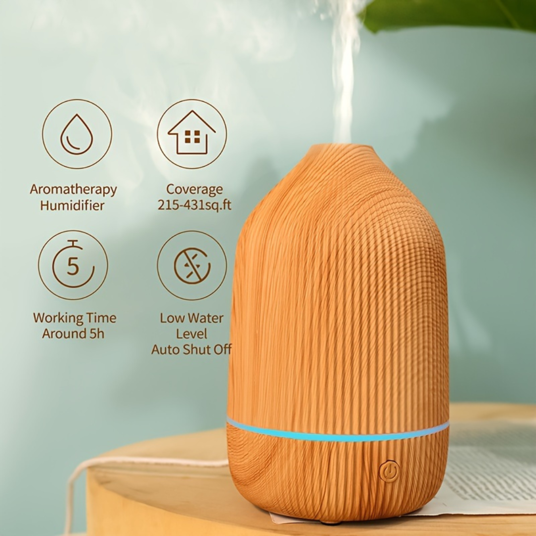 Ultrasonic Aromatherapy Diffuser 2-in-1 Wood Grain Design