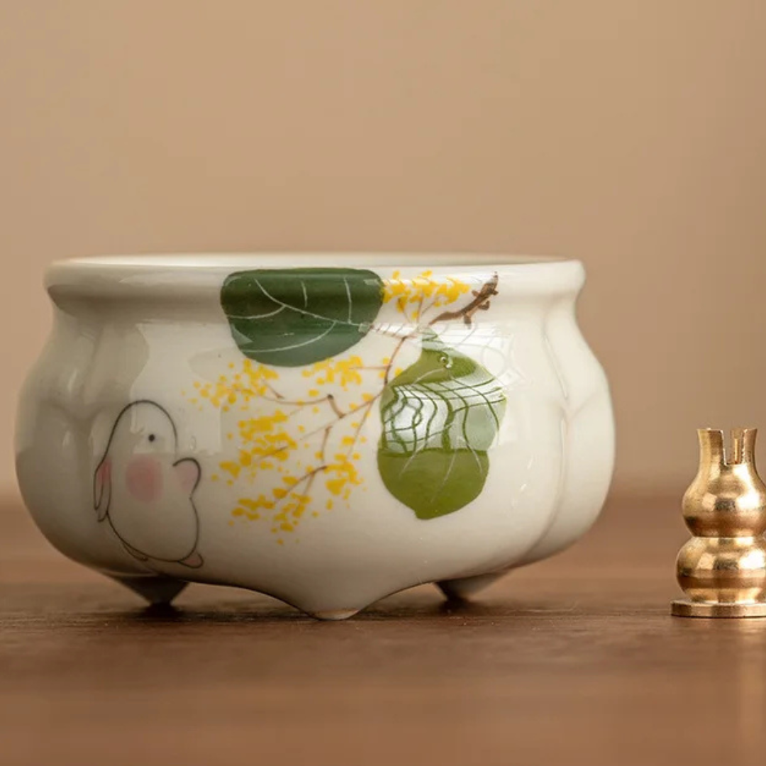 Emerald Green Asparagus Fern Incense Burner