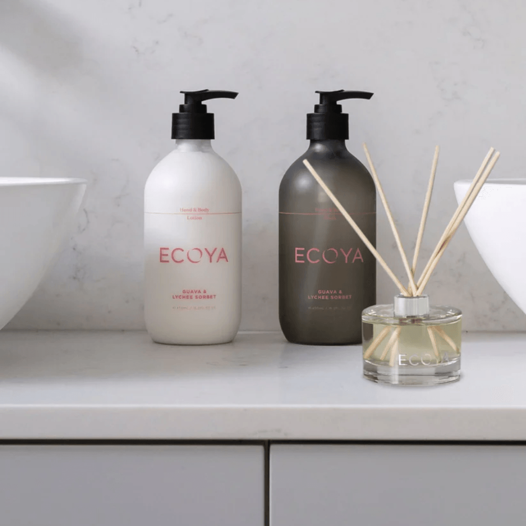 Bath & Body Gift Sets - Ecoya - ECOYA Guava & Lychee Sorbet Essentials Gift Set Holiday Collection - The Gift Company