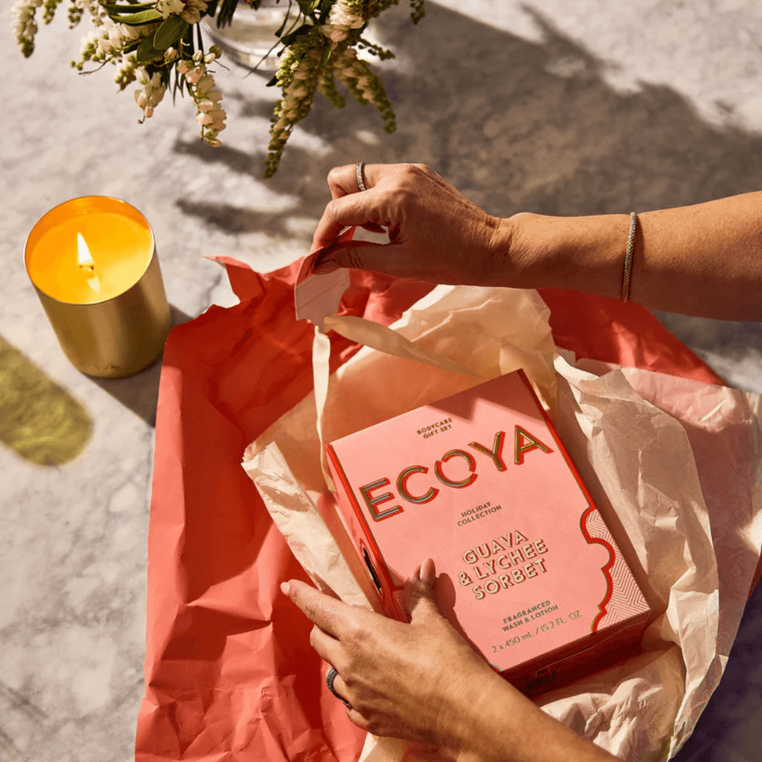 Bath & Body Gift Sets - Ecoya - Ecoya Holiday: Guava & Lychee Sorbet Bodycare Gift Set (Hand & Body Wash, Lotion) - The Gift Company