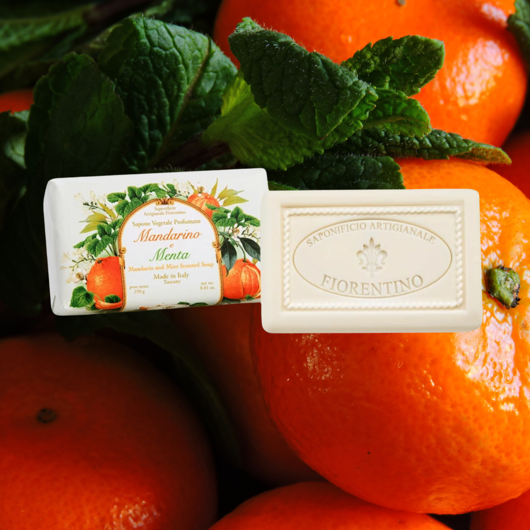 Bath Soap Bar - Saponificio Artigianale Fiorentino - Saponificio Artigianale Fiorentino Tangerine and Mint Bar Soap 6 x 250g - The Gift Company