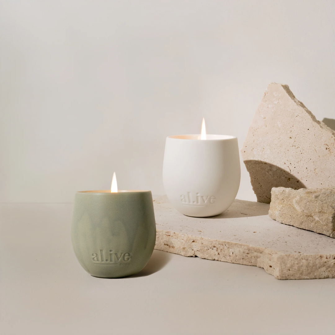 al.ive body Blackcurrant & Caribbean Wood Soy Candle 295g