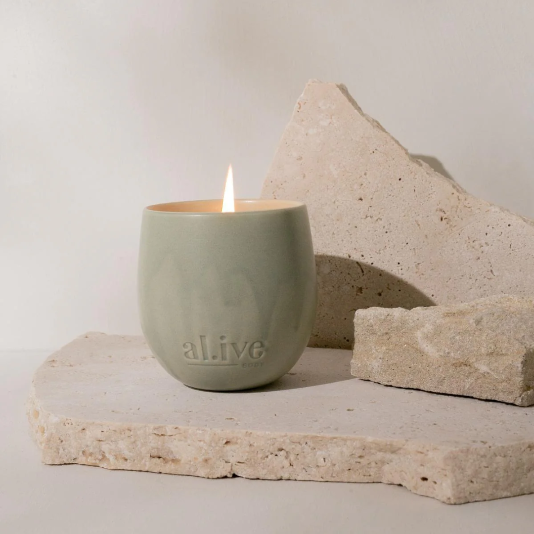 al.ive body Blackcurrant & Caribbean Wood Soy Candle 295g