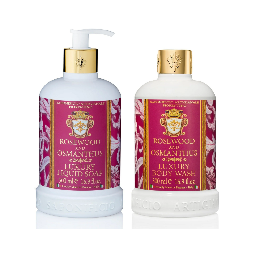 Body and Hand Wash Bundles - Saponificio Artigianale Fiorentino - Saponificio Artigianale Fiorentino Rosewood & Osmanthus Body & Hand Wash Set - The Gift Company