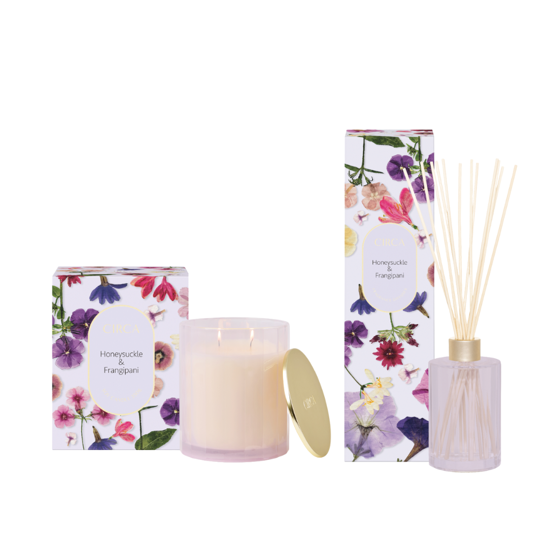 Candle & Diffuser Set - Circa - CIRCA Limited Edition Honeysuckle & Frangipani Soy Candle & Diffuser Bundle (valued $100) - The Gift Company