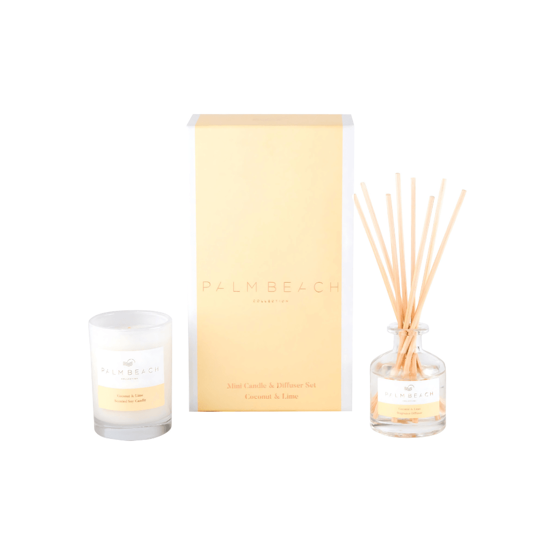 Candle & Diffuser Set - Palm Beach - Palm Beach Coconut & Lime Mini Candle & Diffuser - The Gift Company