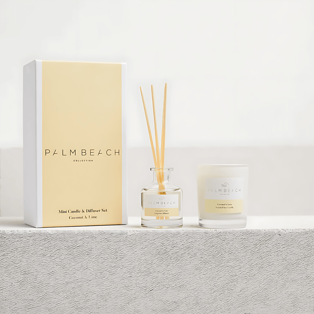 Candle & Diffuser Set - Palm Beach - Palm Beach Coconut & Lime Mini Candle & Diffuser - The Gift Company