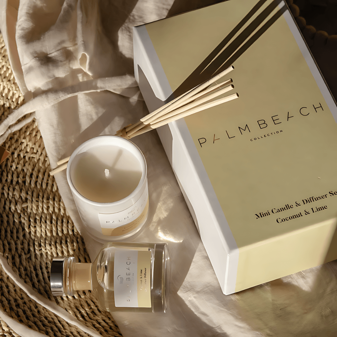 Candle & Diffuser Set - Palm Beach - Palm Beach Coconut & Lime Mini Candle & Diffuser - The Gift Company